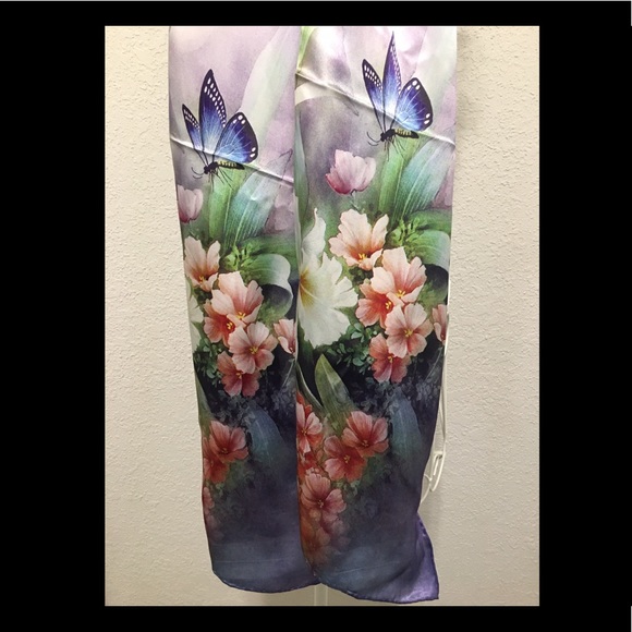 ❌🛑SOLD🛑❌ Vintage 100% Silk Boshine Scarf 💜 - Picture 16 of 16